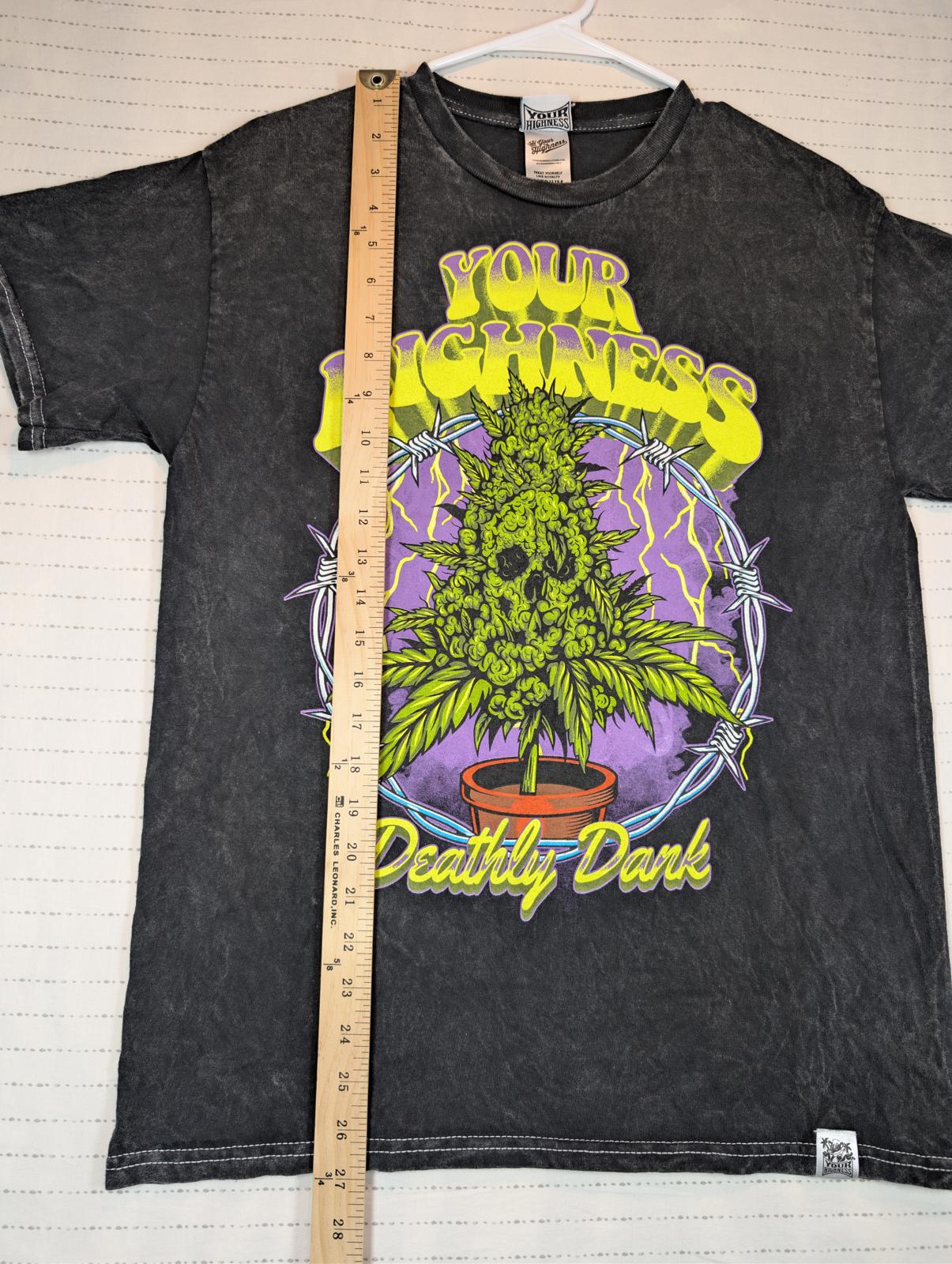 Your Highness Deathly Dank Graphic T Shirt Streetwear Skull Weed Mens Medium - Image 7