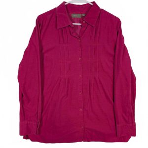 Croft & Barrow Corduroy Button Up Long Sleeve Shirt Womens Large Pink