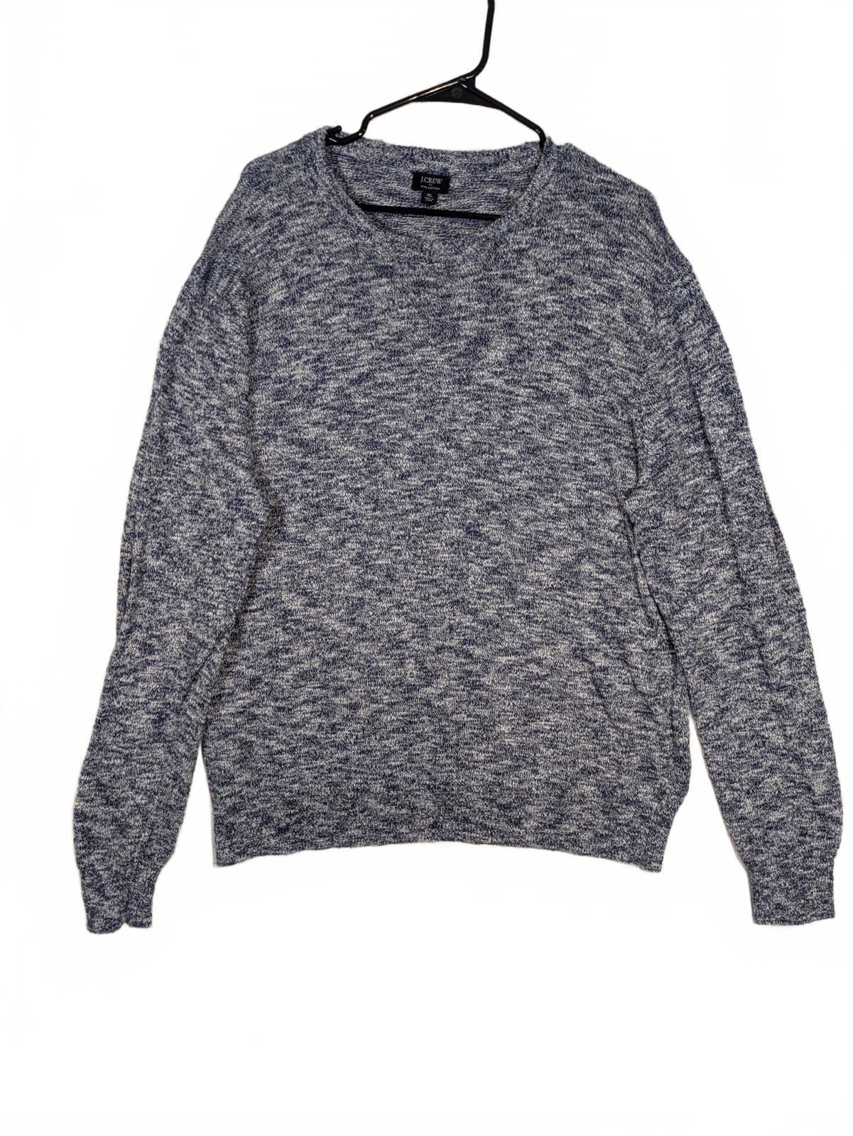 J.Crew Crewneck Knit Sweater Heathered Blue Casual Cotton Pullover Mens XL