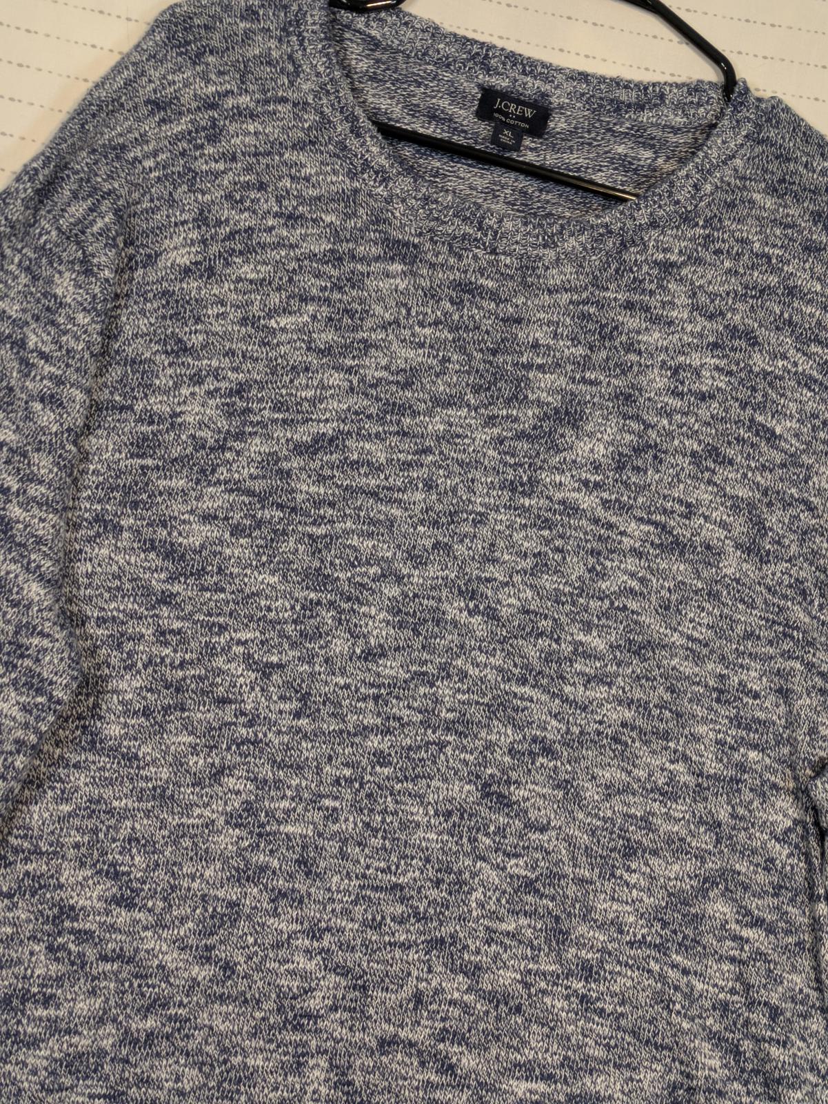 J.Crew Crewneck Knit Sweater Heathered Blue Casual Cotton Pullover Mens XL - Image 3