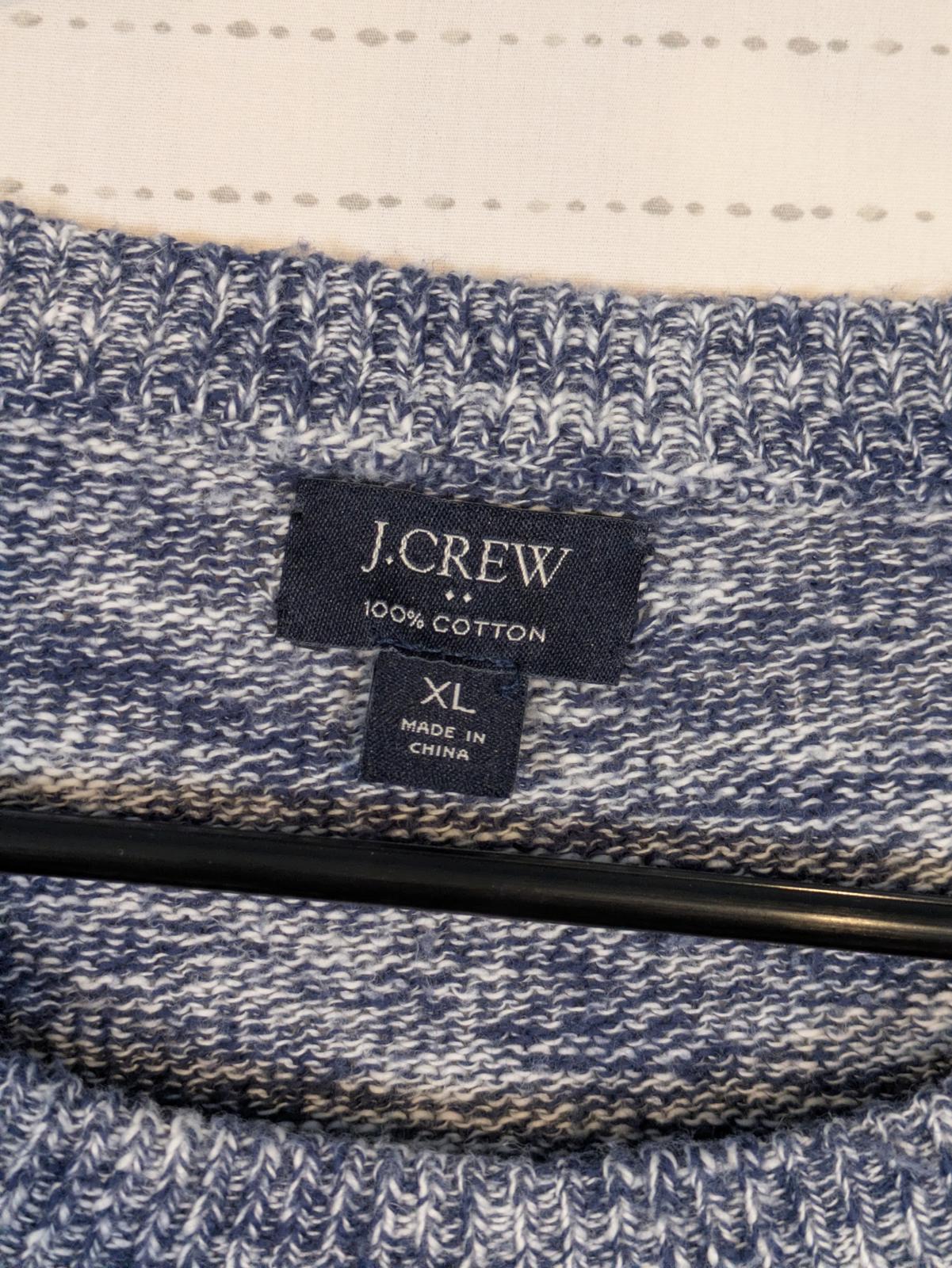 J.Crew Crewneck Knit Sweater Heathered Blue Casual Cotton Pullover Mens XL - Image 4