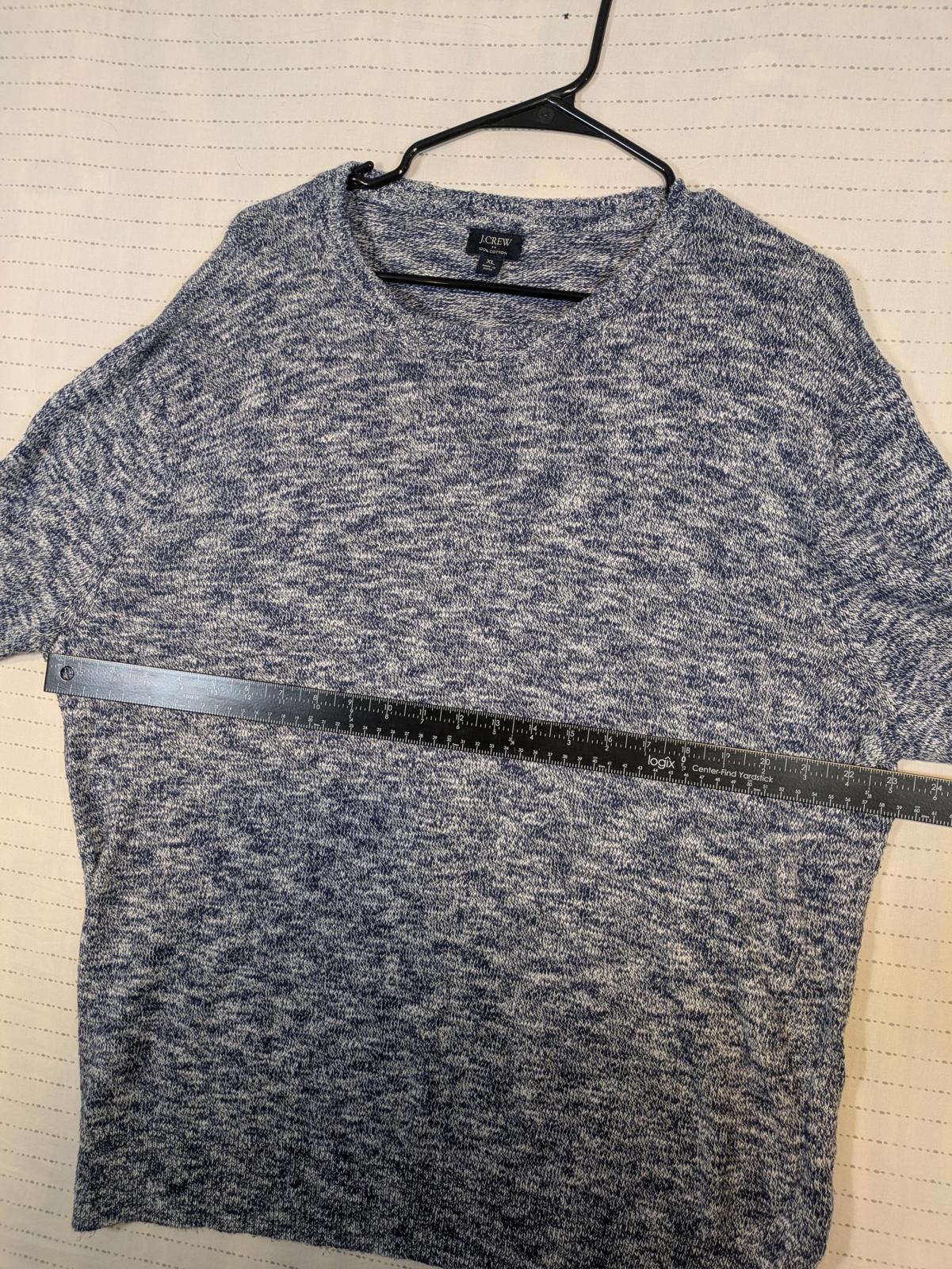 J.Crew Crewneck Knit Sweater Heathered Blue Casual Cotton Pullover Mens XL - Image 5