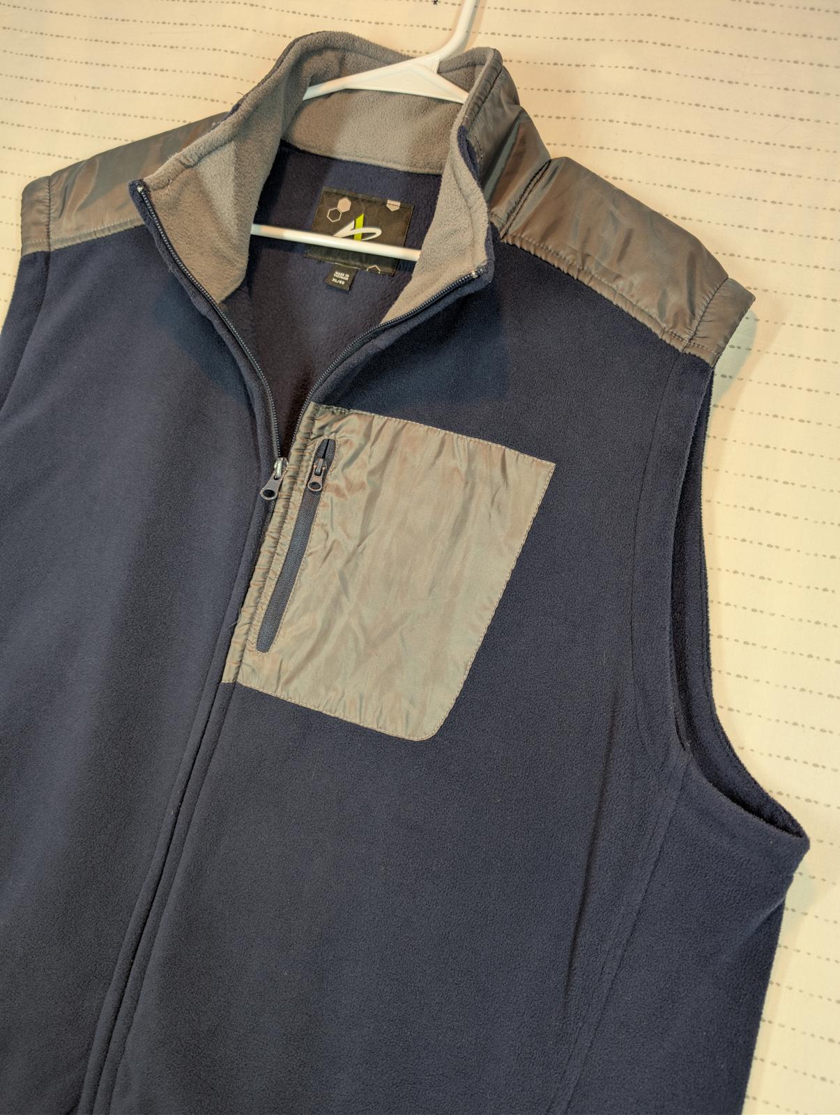 Athletech Fleece Zip Vest Full Zip Outdoor Casual Mens XL Navy Blue - Image 3