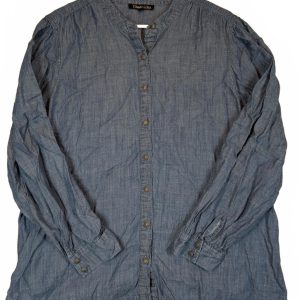 Chadwicks Chambray Button Front Blouse Long Sleeve Casual Womens XL Blue