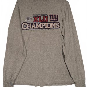 Reebok Super Bowl XLII Champions Long Sleeve Graphic T-Shirt Mens Medium Gray