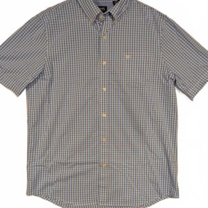 Chaps Gingham Button Down Blue White Check Short Sleeve Shirt Mens Large