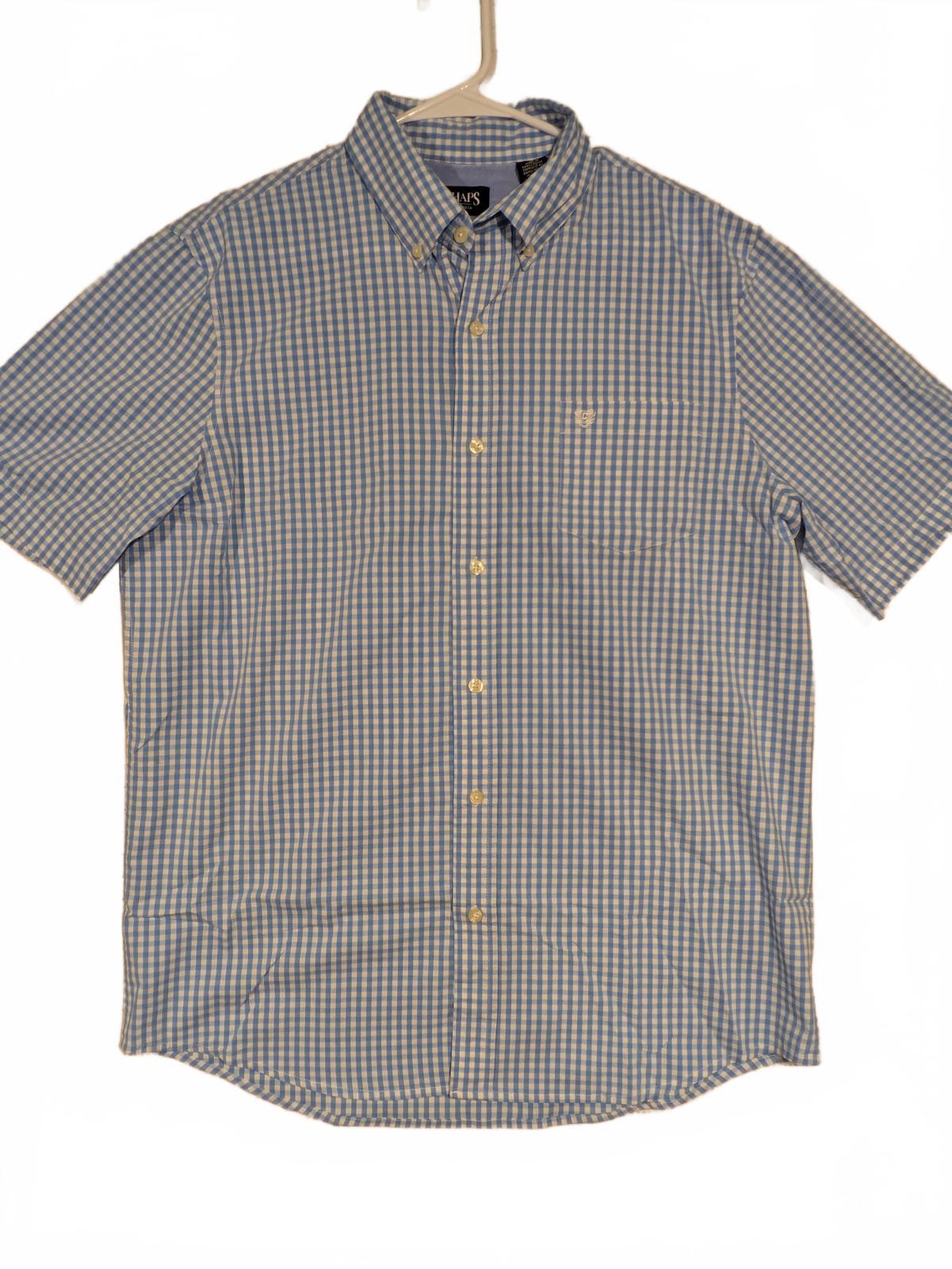 Chaps Gingham Button Down Blue White Check Short Sleeve Shirt Mens Large