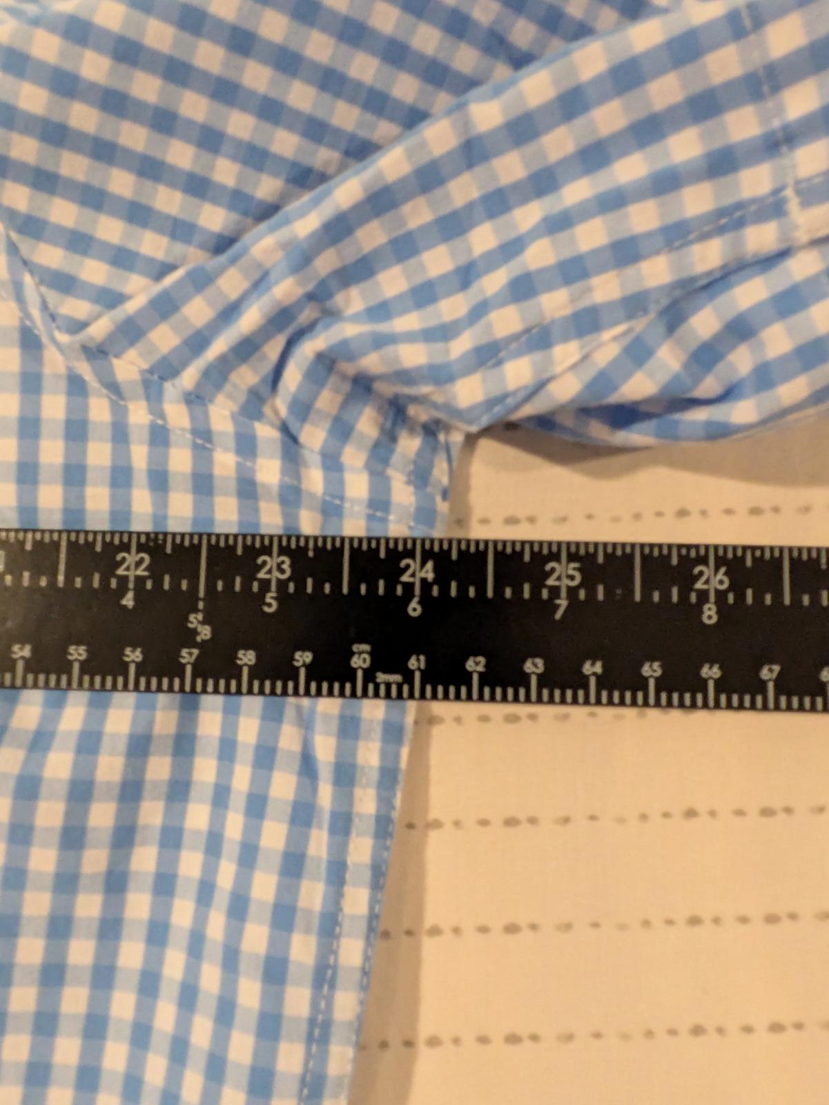 Chaps Gingham Button Down Blue White Check Short Sleeve Shirt Mens Large - Image 5