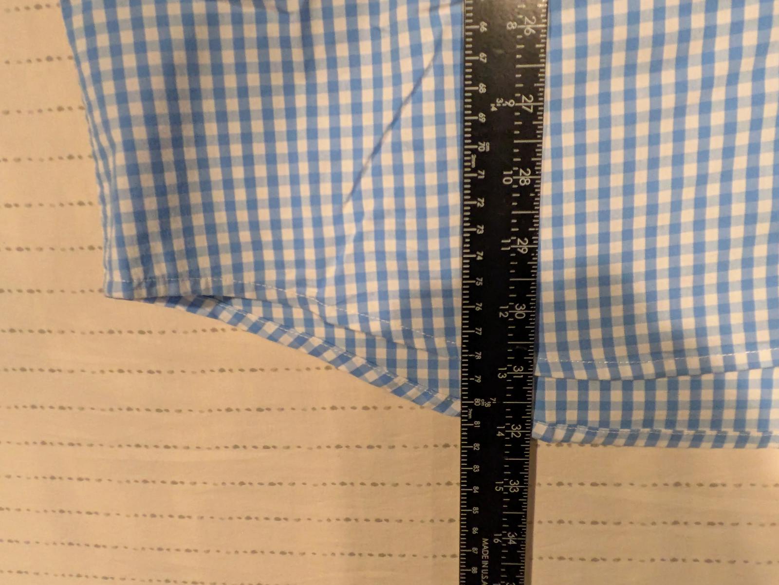 Chaps Gingham Button Down Blue White Check Short Sleeve Shirt Mens Large - Image 6