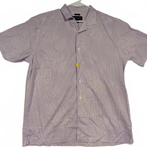 Pronto Uomo Modern Fit Lavender Stripe Short Sleeve Button Shirt Mens XL