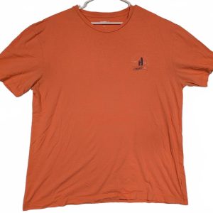 Johnnie-O Surfboard Graphic Logo Orange Short Sleeve Crewneck T-Shirt Mens XL