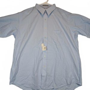 Van Heusen Classic Fit Button Front Dress Shirt Short Sleeve Mens 17 XXL Blue