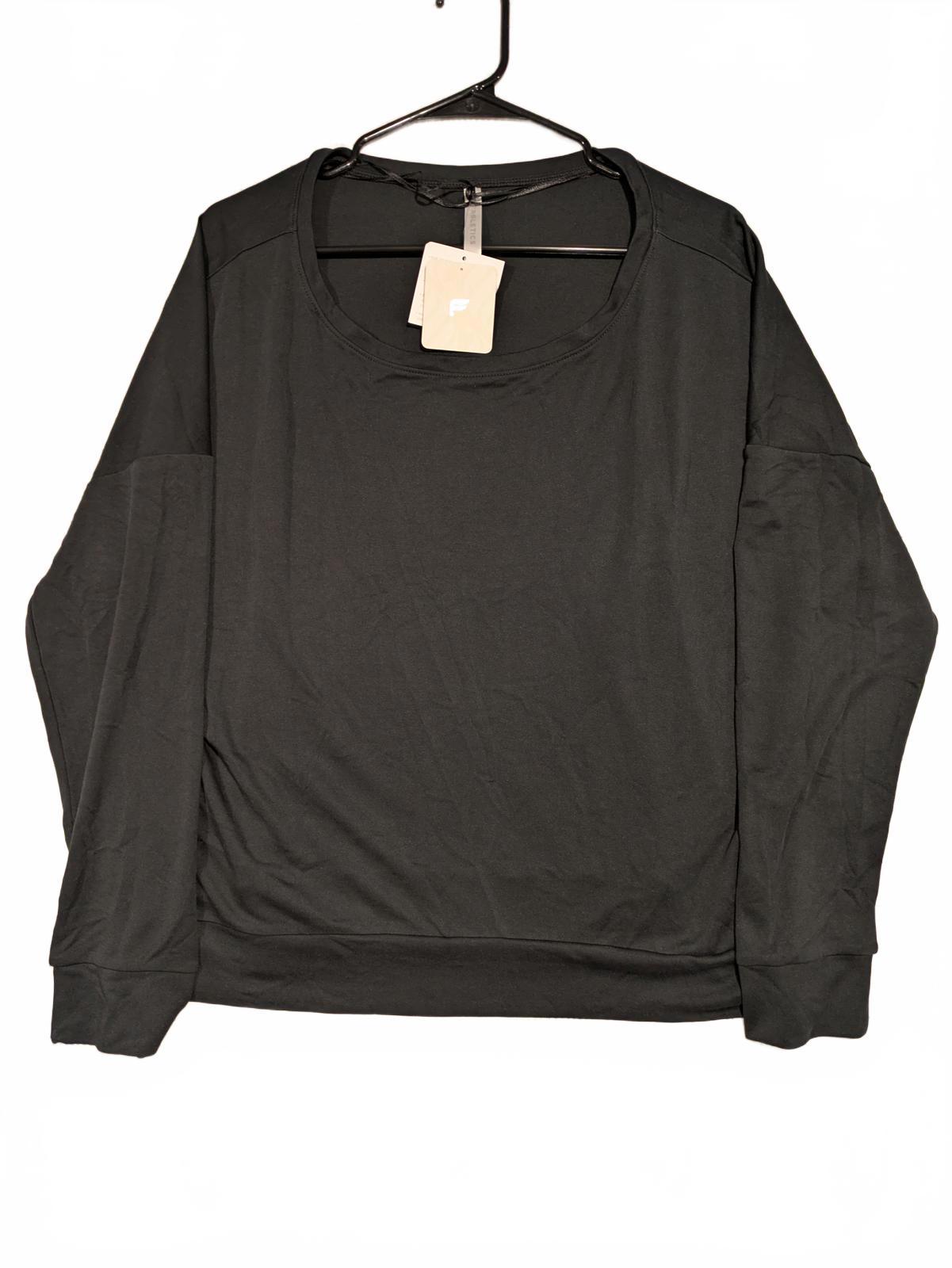 Fabletics Sleek Knit Boat Neck Pullover Black Long Sleeve Womens Medium NWT