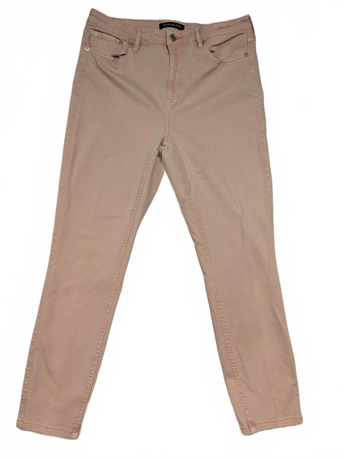 Calvin Klein Jeans Slim Fit Stretch Denim Pink Skinny Pants Womens Size 12