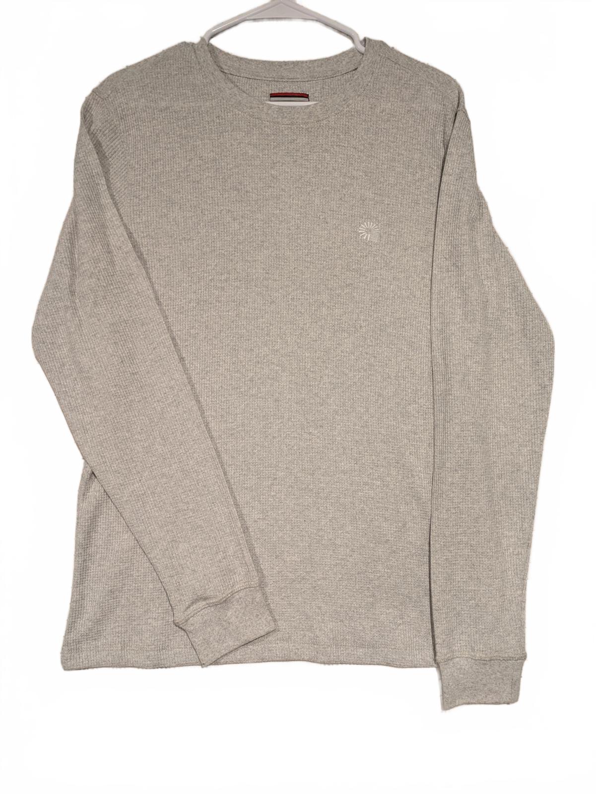 Akademiks Thermal Waffle Knit Long Sleeve Shirt Gray Pullover Men's S