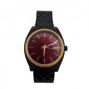 Nixon Time Teller Matte Black Gold Red Dial Quartz Analog Watch Unisex 37mm