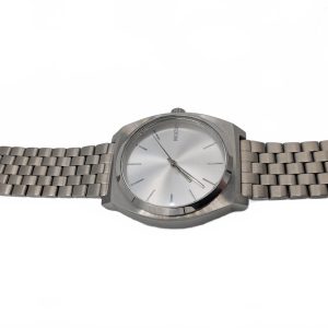 Nixon Time Teller Silver Stainless Steel Minimalist Quartz Watch Unisex 37mm