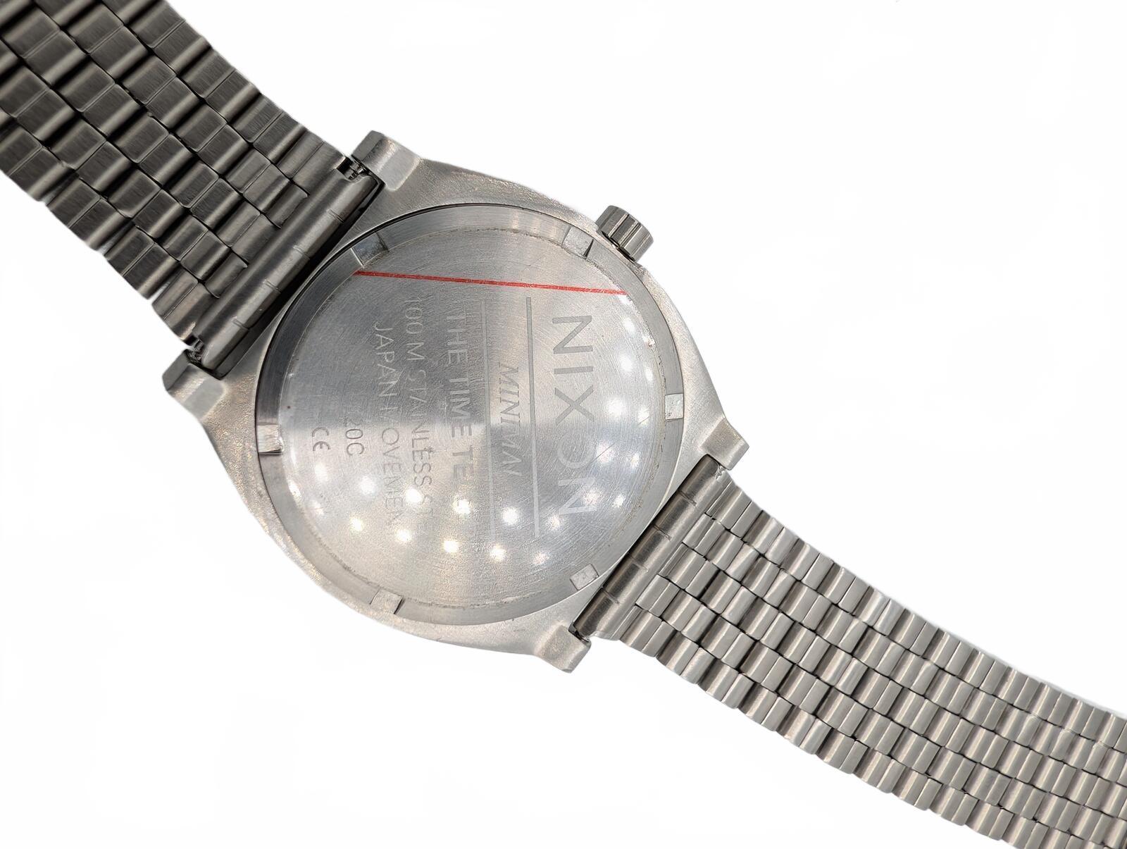 Nixon Time Teller Silver Stainless Steel Minimalist Quartz Watch Unisex 37mm - Image 2