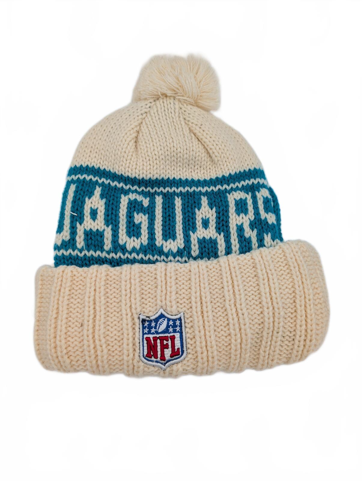 New Era Sport Knit Jacksonville Jaguars NFL Cuffed Pom Beanie Hat Unisex OSFA - Image 2