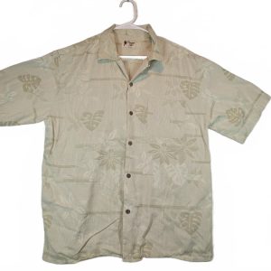 Vintage Silk Tropical Floral Hawaiian Button Shirt Pocket Mens XL Estimated
