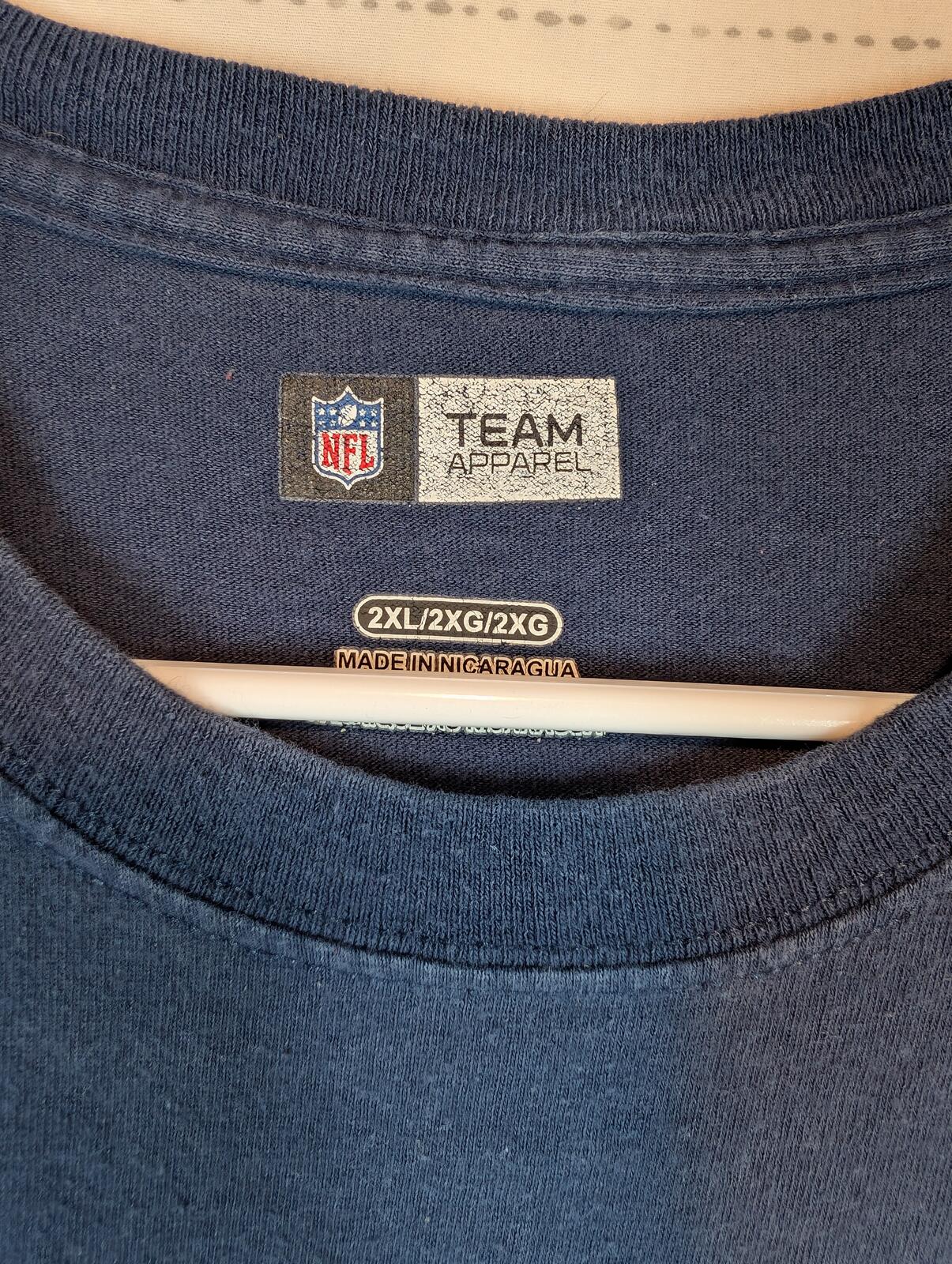 NFL Team Apparel New England Patriots Football Graphic Navy Tee Shirt Mens 2XL - Image 4