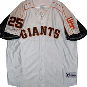 Barry Bonds Majestic Giants 25 Jersey Patch Korea Baseball White Mens 2XL
