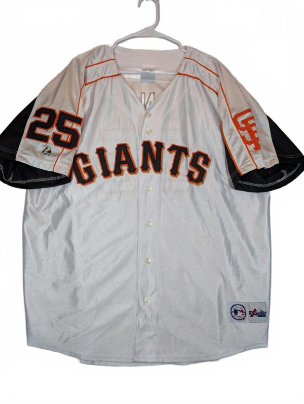 Barry Bonds Majestic Giants 25 Jersey Patch Korea Baseball White Mens 2XL