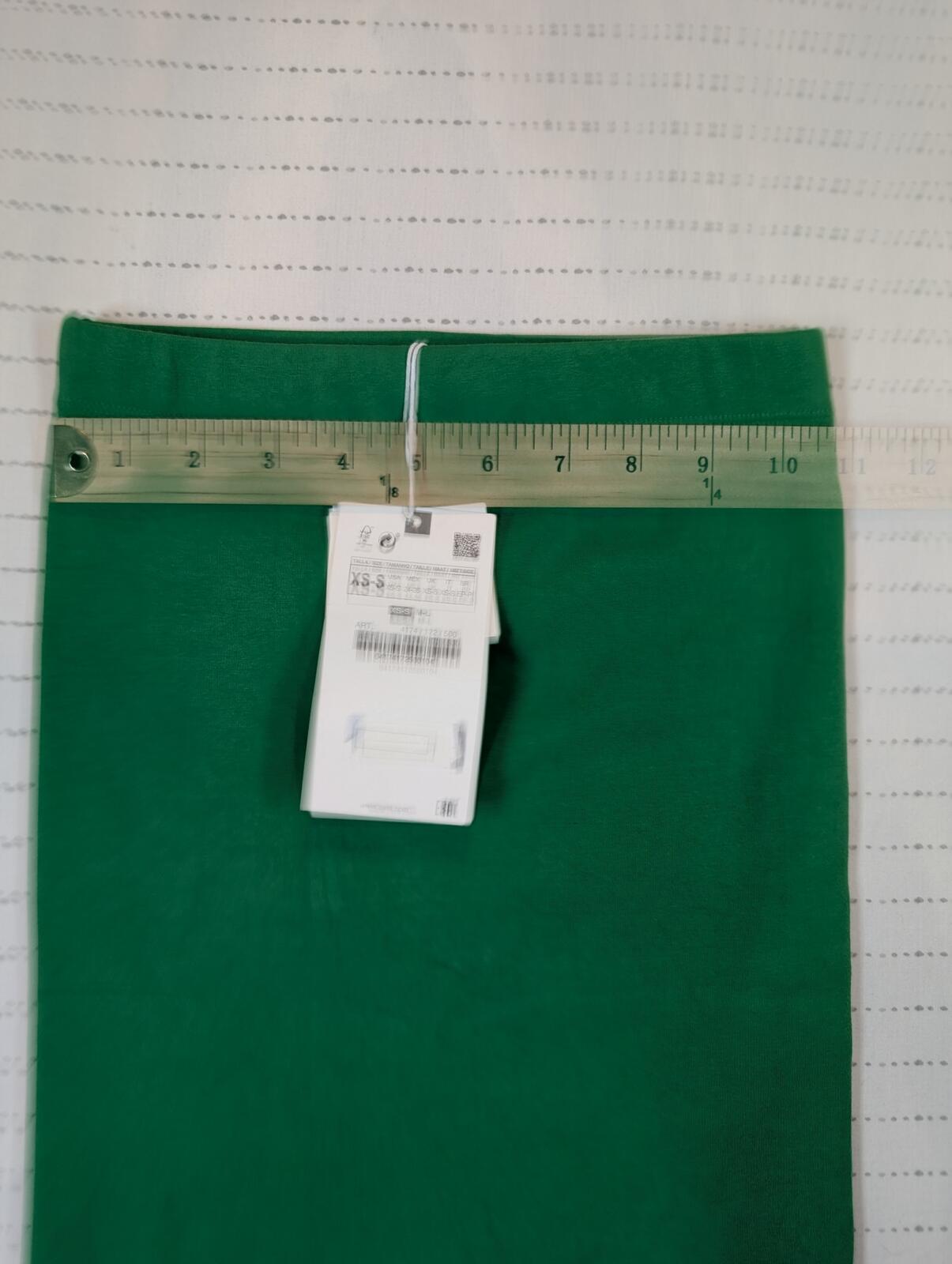 Zara Seamless Ribbed Stretch Pull-On Midi Pencil Skirt New Green Womens XS-S - Image 3