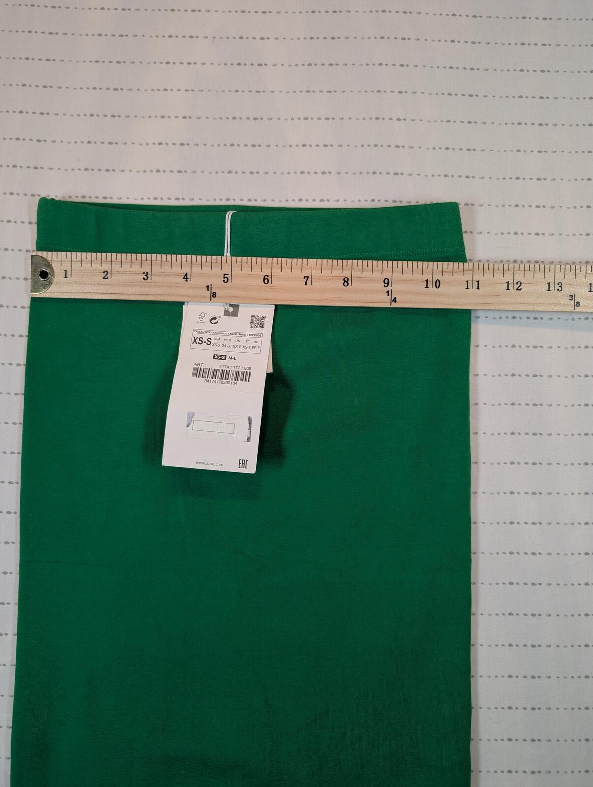 Zara Seamless Ribbed Stretch Pull-On Midi Pencil Skirt New Green Womens XS-S - Image 4