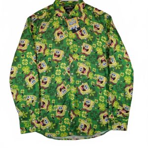 Suitmeister SpongeBob SquarePants Shamrock Green Shirt Long Sleeve Mens Large