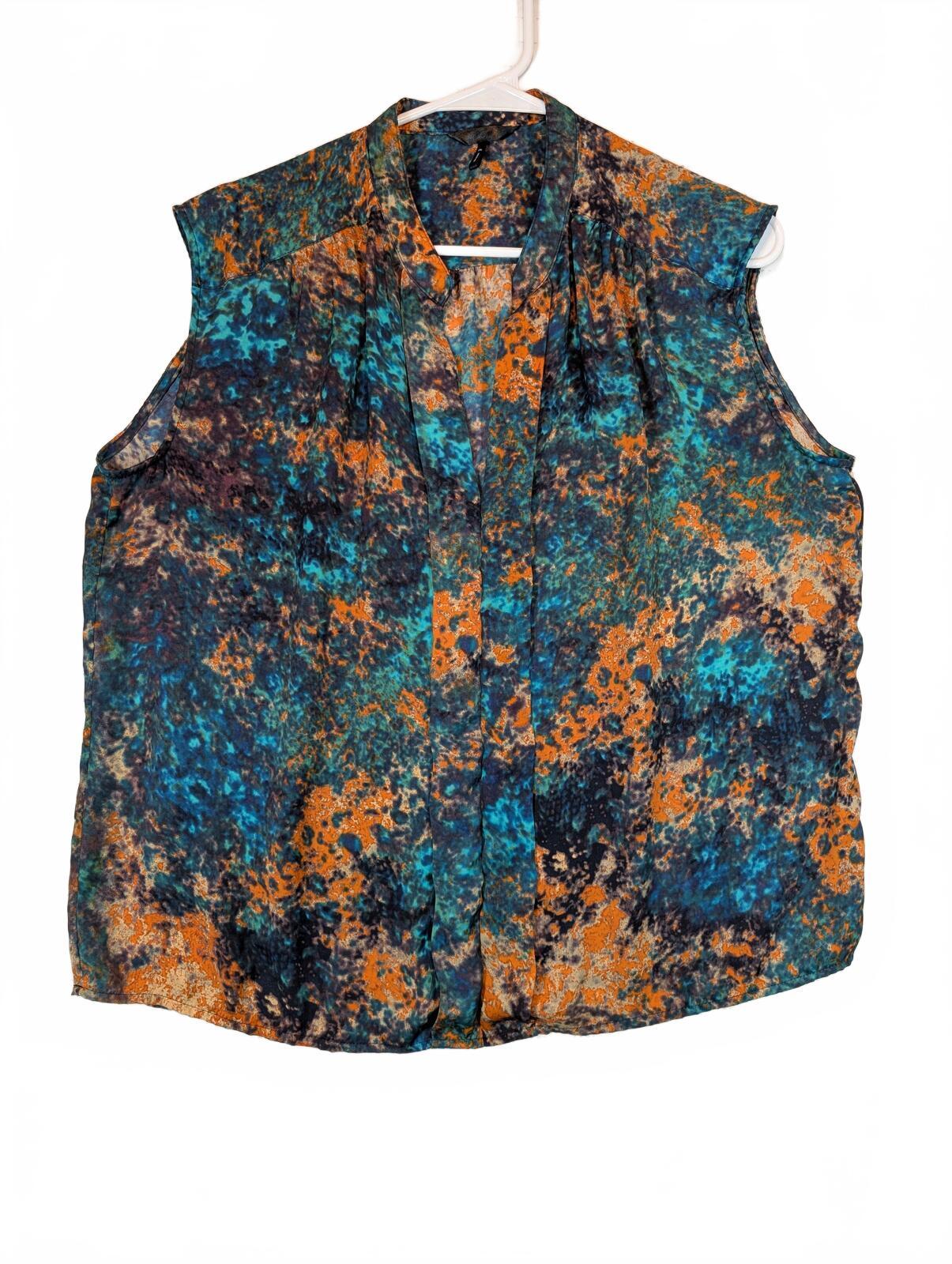 Abstract Print Sleeveless Blouse Tunic Top Womens Petite Large