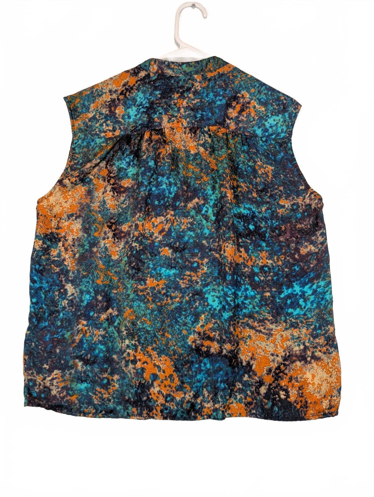 Abstract Print Sleeveless Blouse Tunic Top Womens Petite Large - Image 2