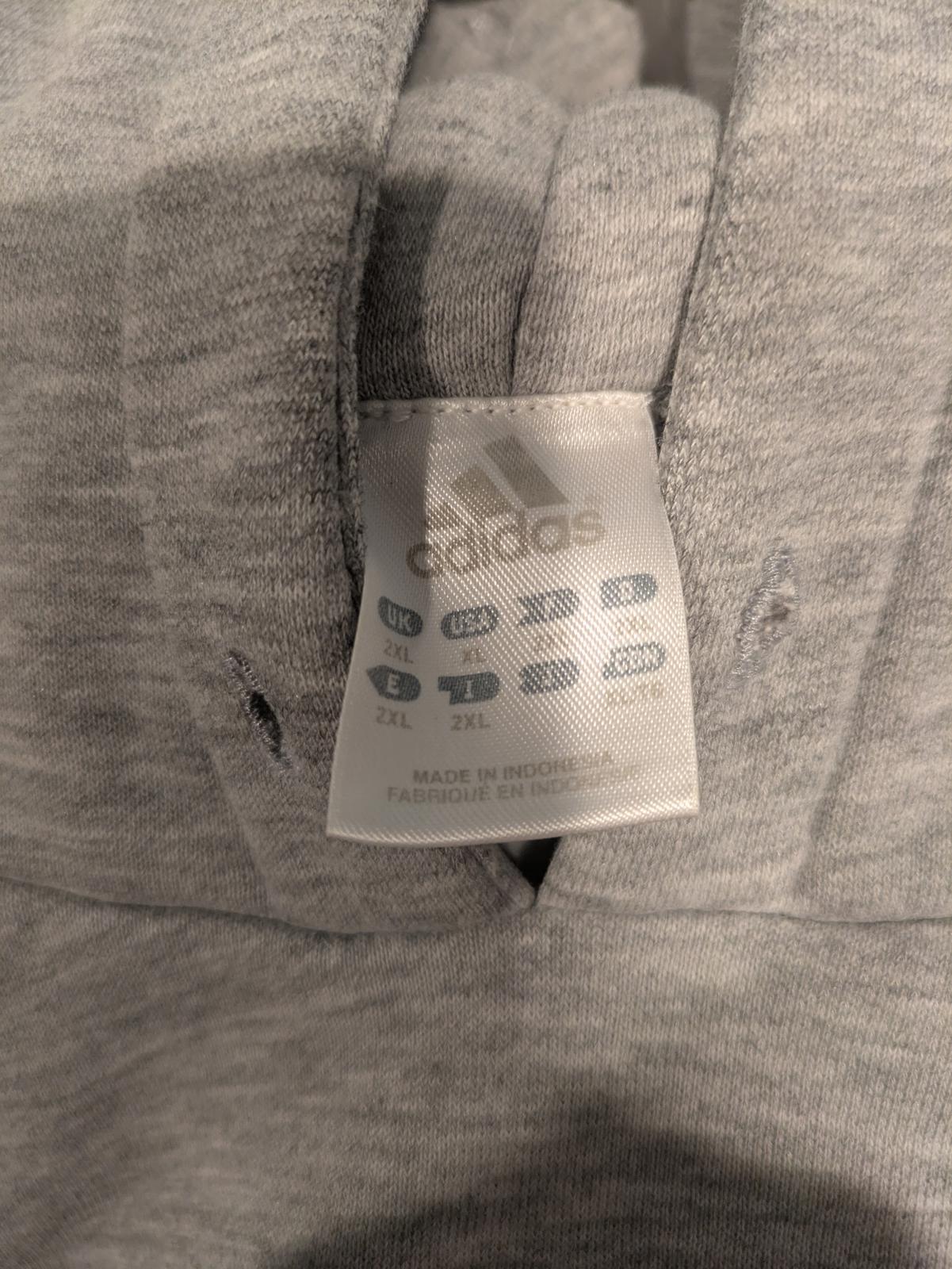Adidas Gray Pullover Hoodie Sweatshirt Kangaroo Pocket Mens XXL Center Logo - Image 4
