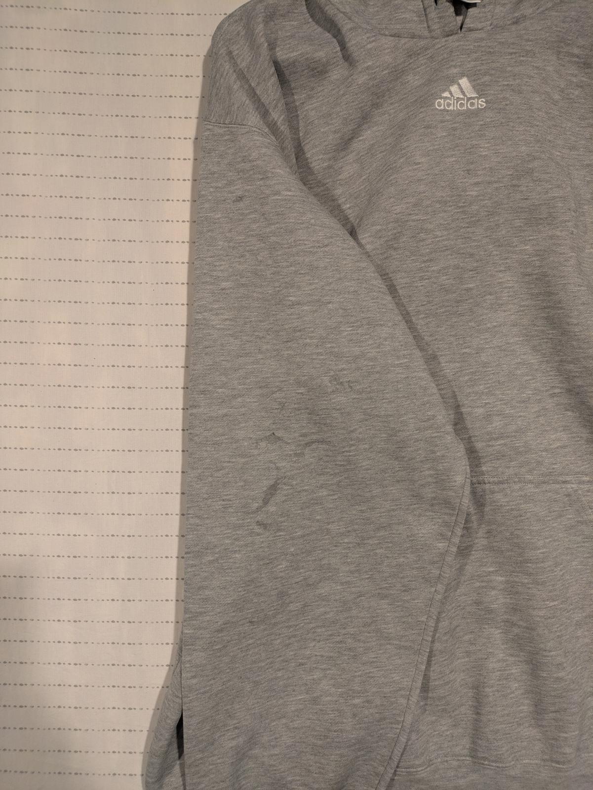 Adidas Gray Pullover Hoodie Sweatshirt Kangaroo Pocket Mens XXL Center Logo - Image 5