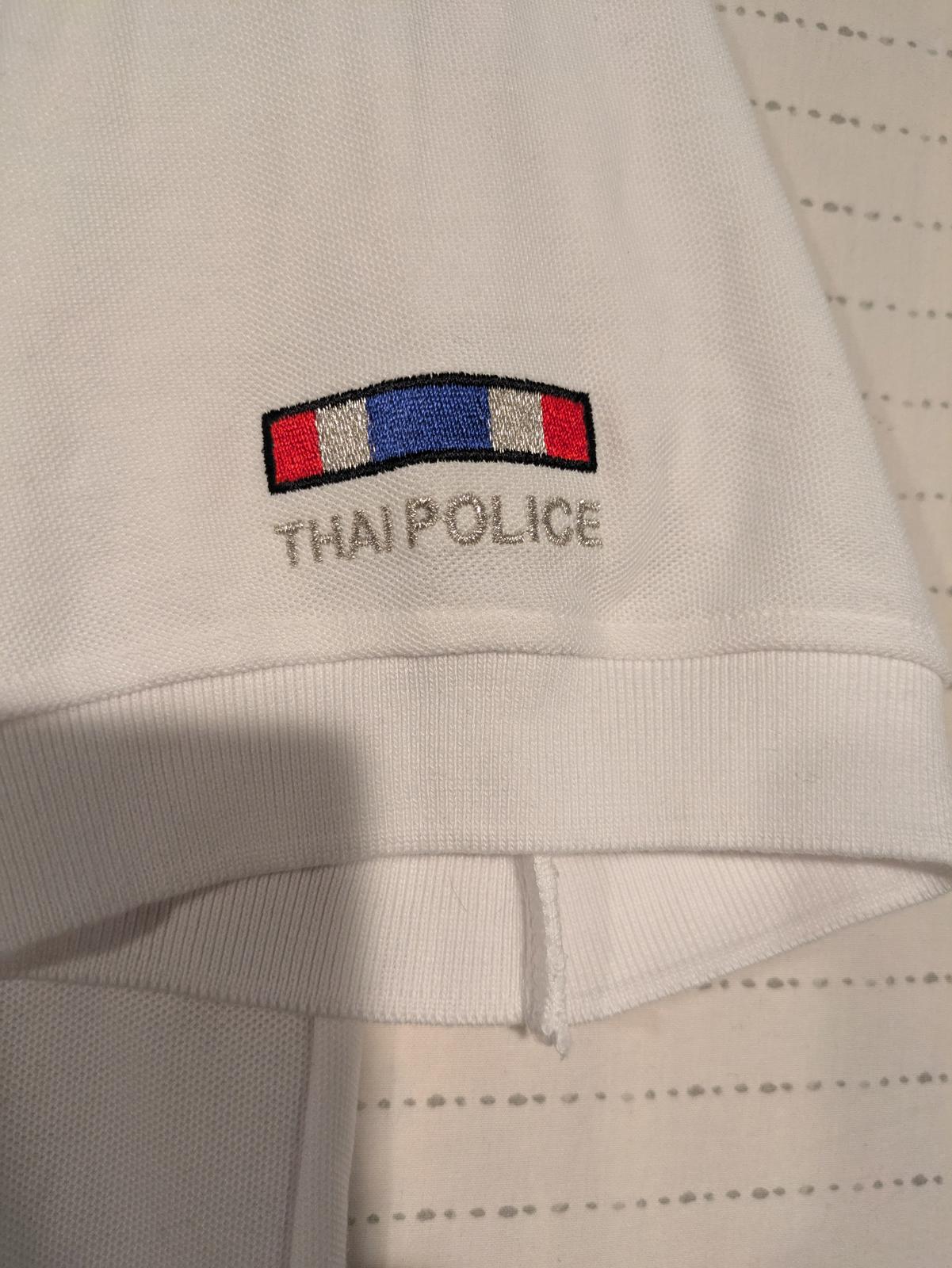 Yak'ya Thai Police Embroidered White Polo Shirt Short Sleeve Mens XL - Image 3