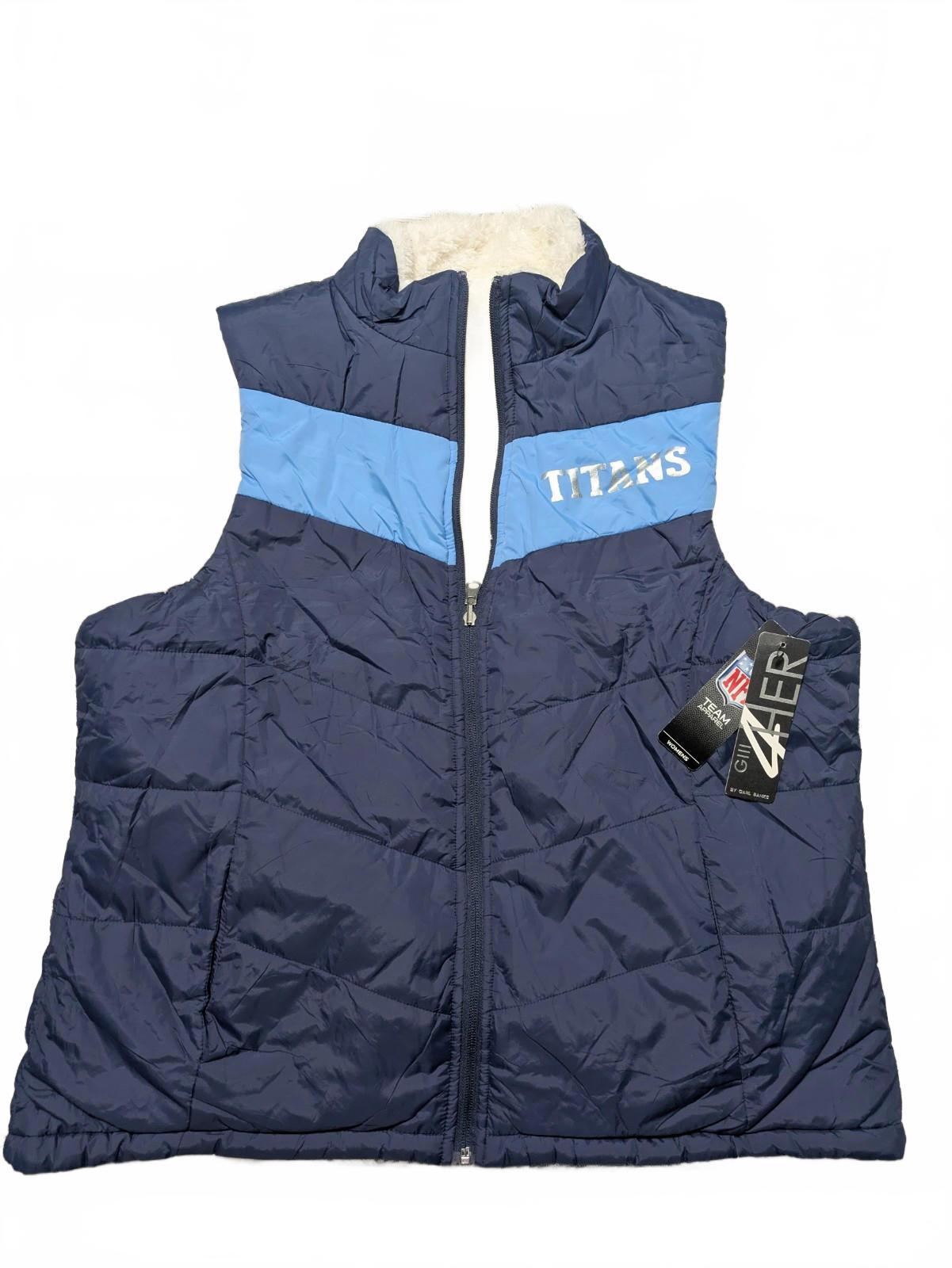 NFL Team Women's Reversible Full Zip Sherpa Vest White Tennessee Titans XL