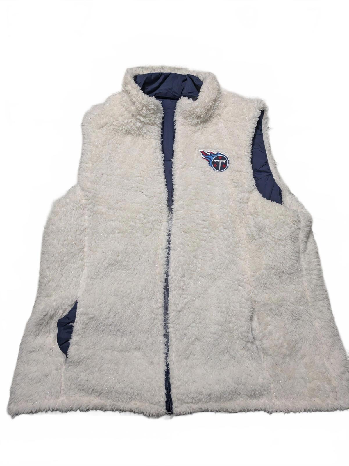 NFL Team Women's Reversible Full Zip Sherpa Vest White Tennessee Titans XL - Image 2