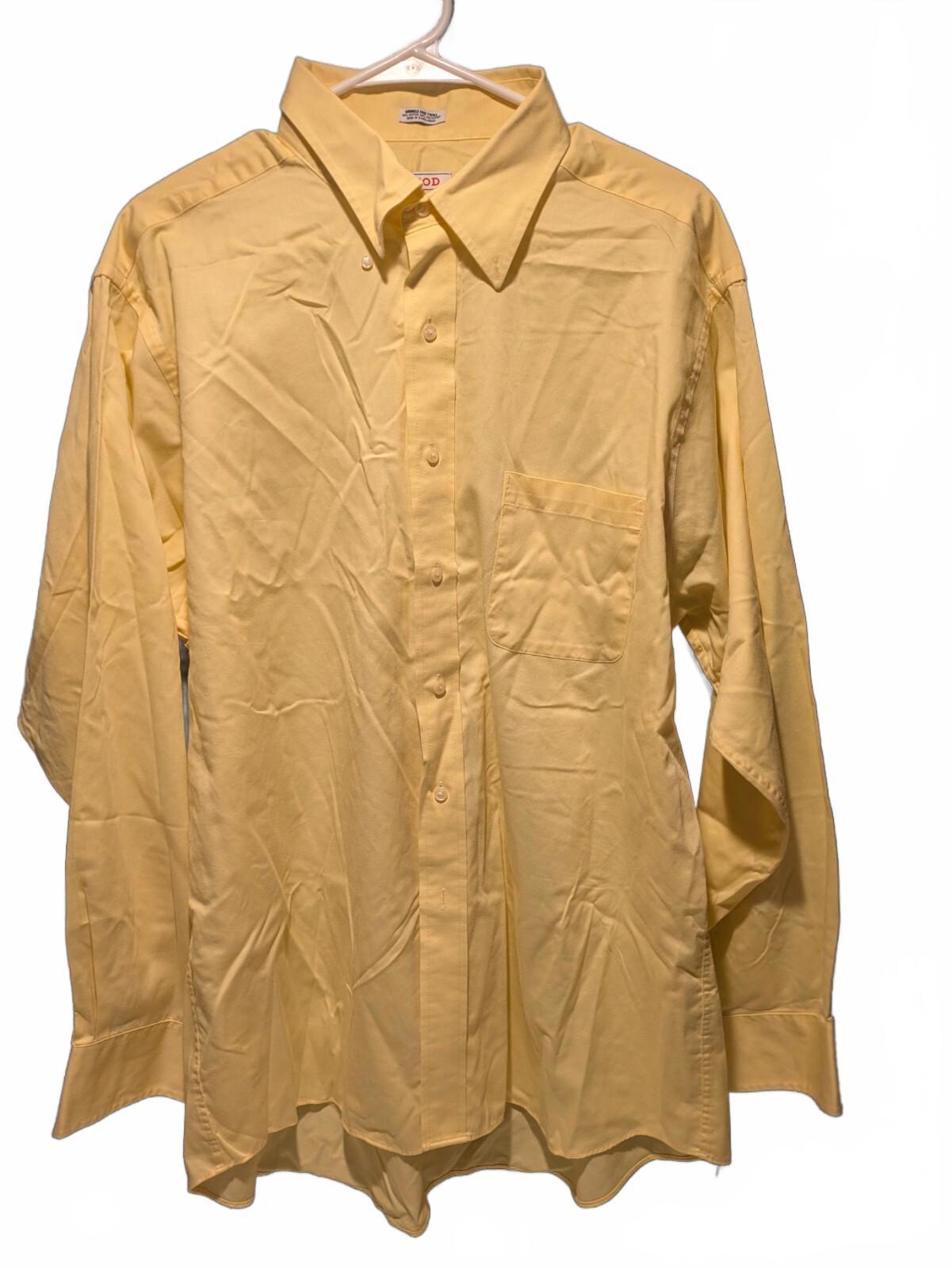 Izod Mens Tall 17 1/2 34/35 Shirt Button Down Long Slv Yellow Wrinkle Free R12