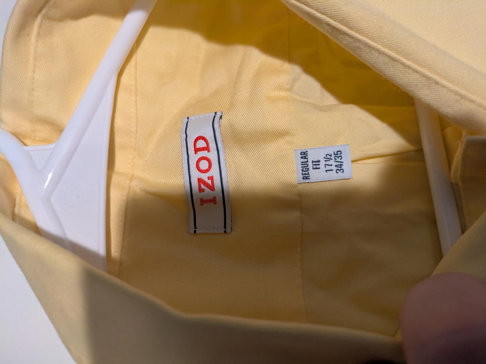 Izod Mens Tall 17 1/2 34/35 Shirt Button Down Long Slv Yellow Wrinkle Free R12 - Image 6