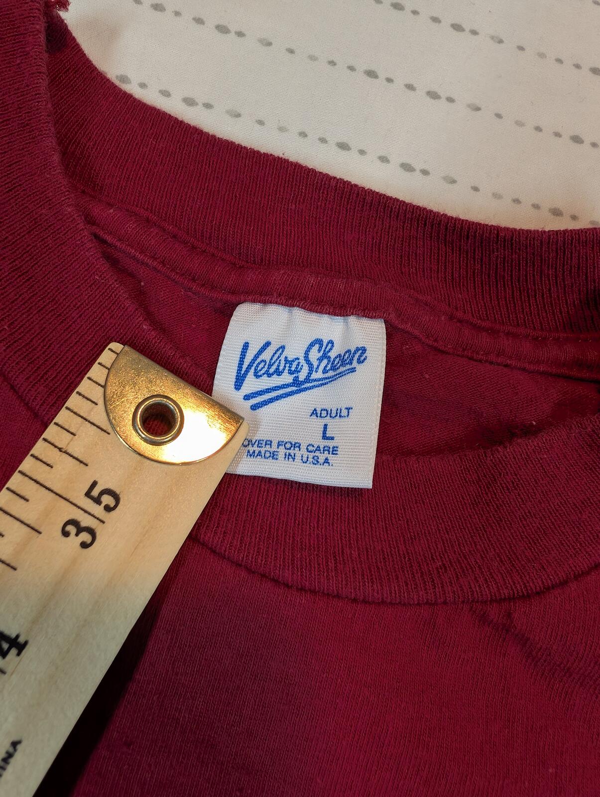 Velva Sheen Philadelphia Embroidered Vintage Red Crewneck T-Shirt Mens Large - Image 4