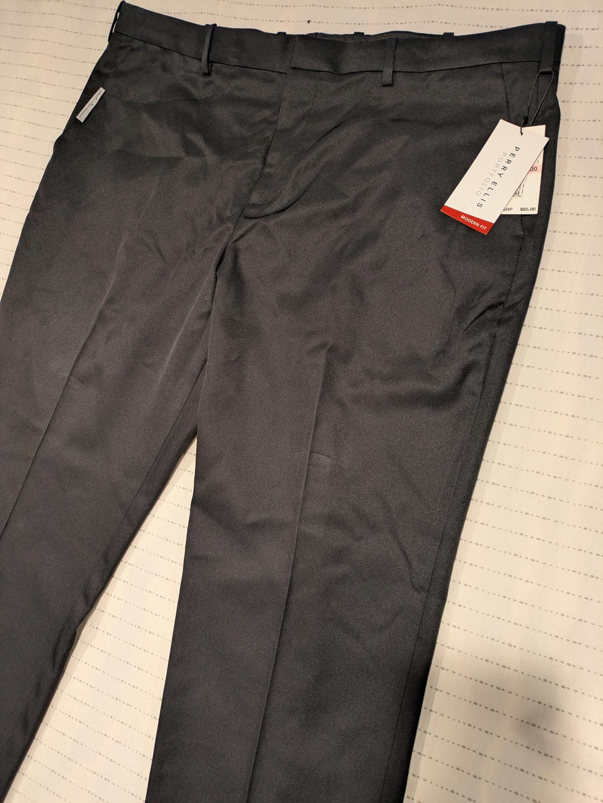 Perry Ellis Modern Fit Portfolio Dress Pants Black Mens 40x30 NWT - Image 2