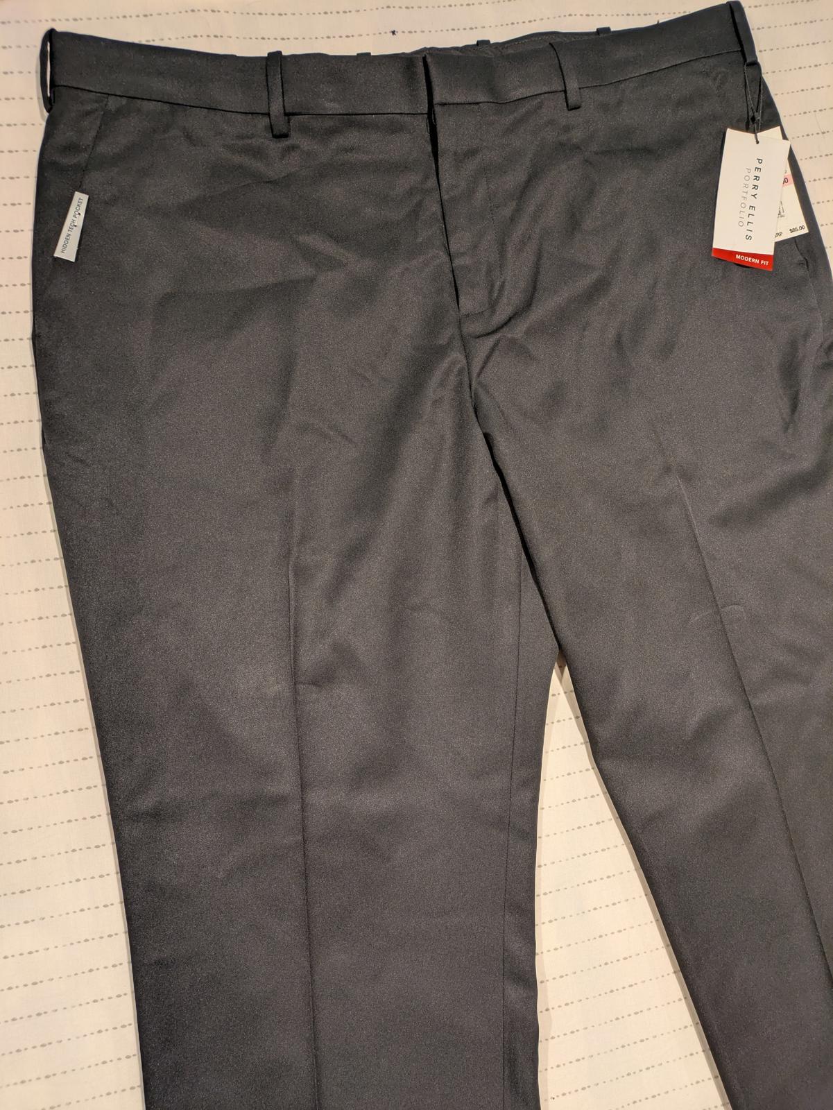 Perry Ellis Modern Fit Portfolio Dress Pants Black Mens 40x30 NWT - Image 3