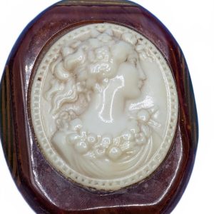 Vintage Cameo Brooch with Profile Carving