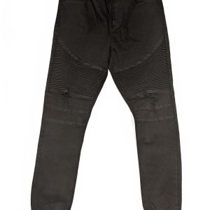 East Pointe Black Distressed Biker Jogger Denim Pants Stretch Mens L 32x29