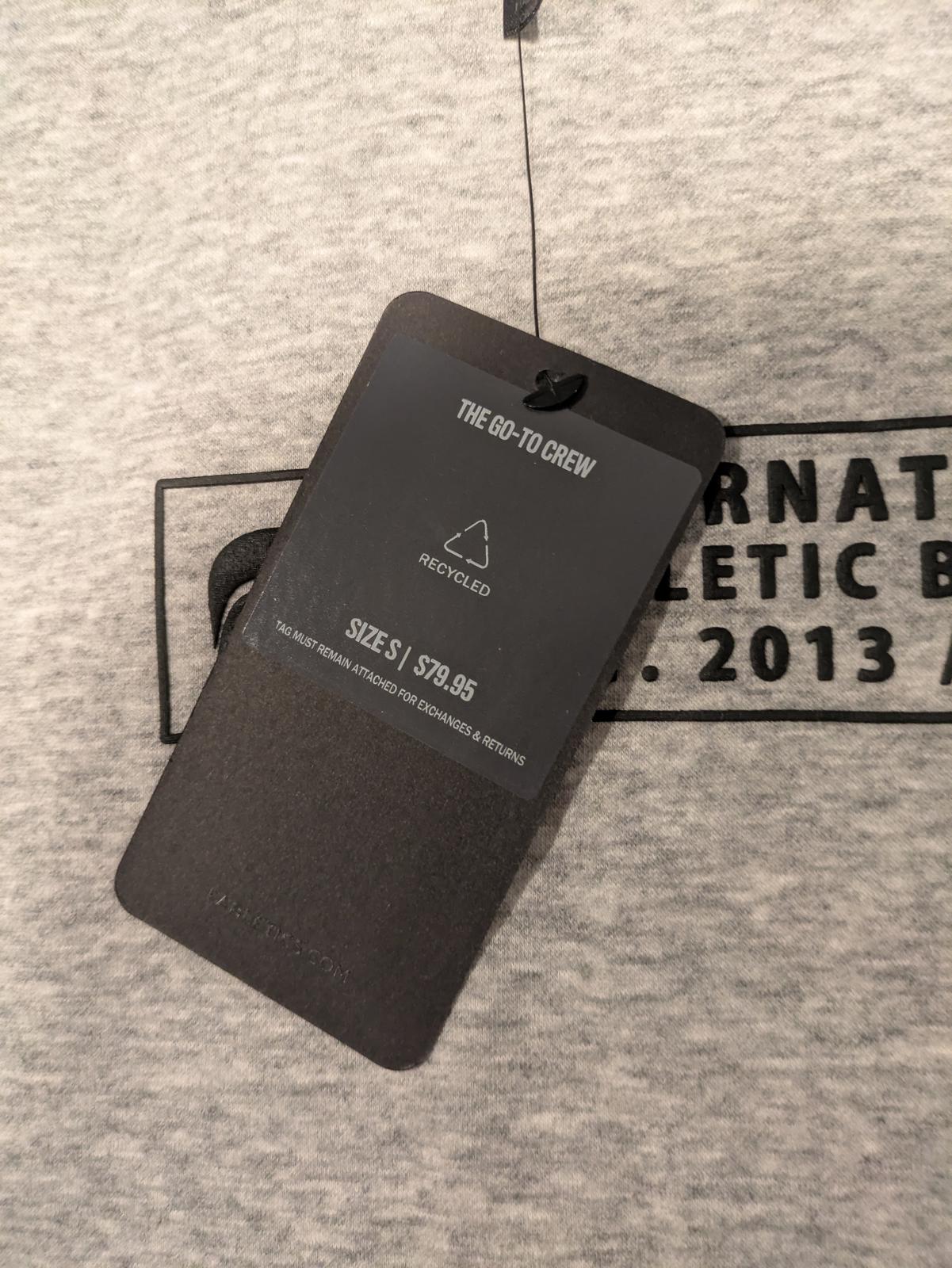 Fabletics Go To Crew Sweatshirt Gray Pullover Logo Graphic Mens Small - Image 5