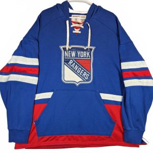 CCM New York Rangers Lace Up Hockey Hoodie Pullover NHL Blue Mens 2XL