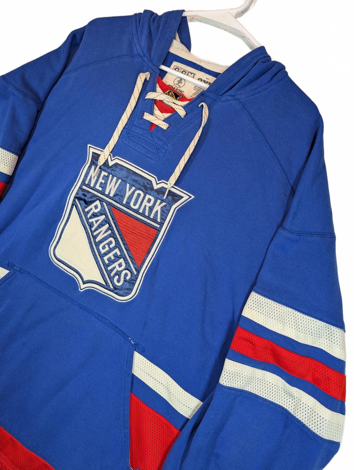 CCM New York Rangers Lace Up Hockey Hoodie Pullover NHL Blue Mens 2XL - Image 2