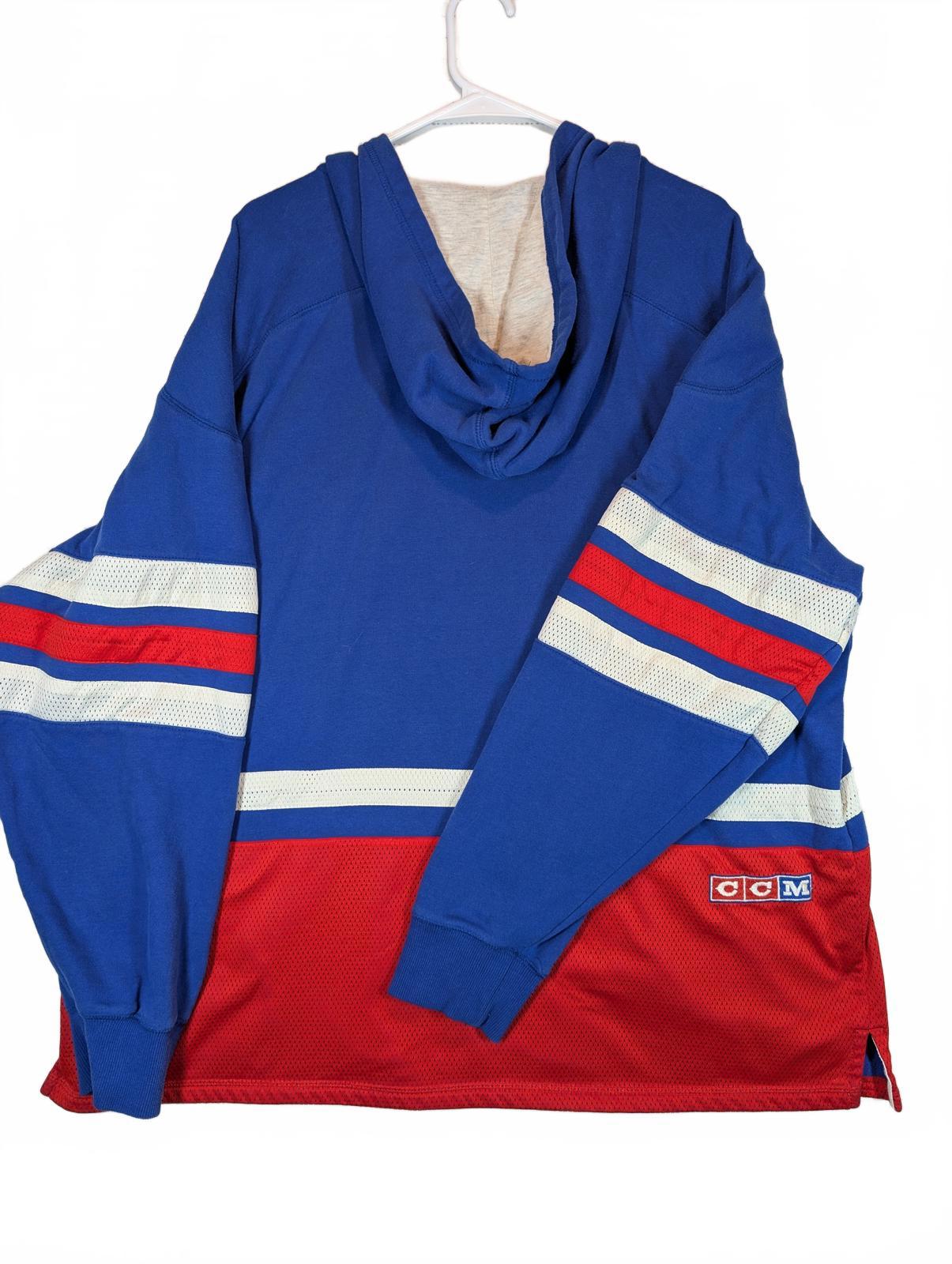CCM New York Rangers Lace Up Hockey Hoodie Pullover NHL Blue Mens 2XL - Image 3