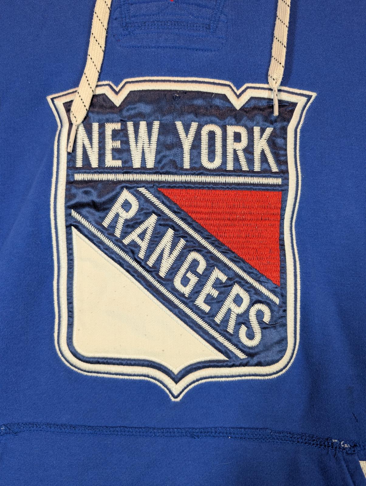 CCM New York Rangers Lace Up Hockey Hoodie Pullover NHL Blue Mens 2XL - Image 5