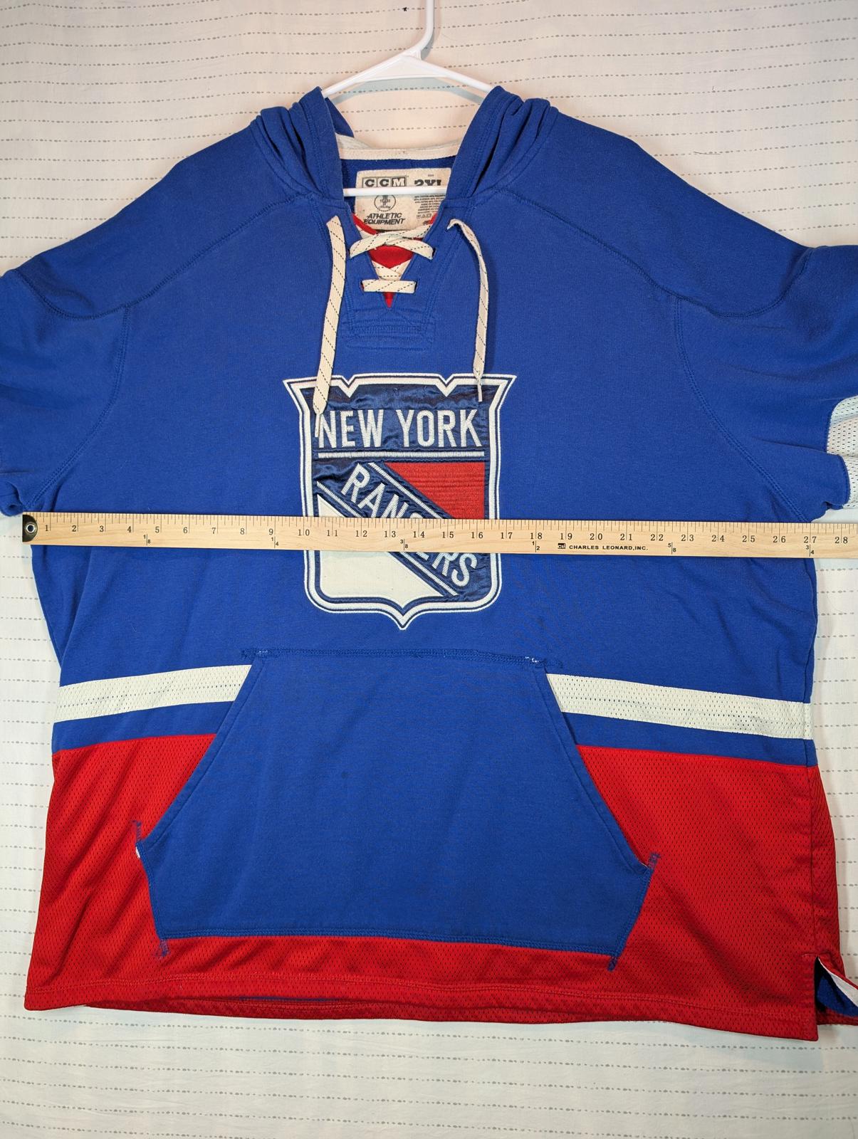 CCM New York Rangers Lace Up Hockey Hoodie Pullover NHL Blue Mens 2XL - Image 9